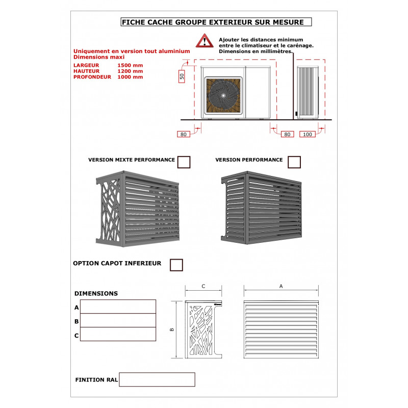 Cache pour climatisation et pompe à chaleur modèle Mixte en Bois et  Aluminium Design - Devaux sa